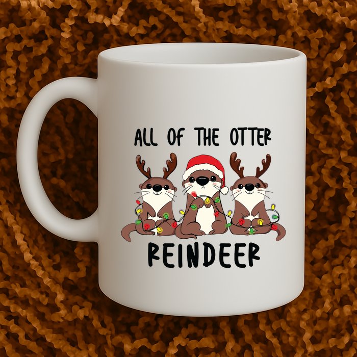 Funny Christmas Otters Cute All Of The Otter Reindeer Mug