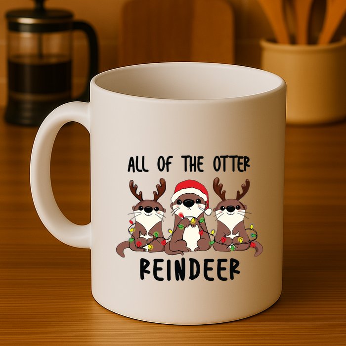 Funny Christmas Otters Cute All Of The Otter Reindeer Mug