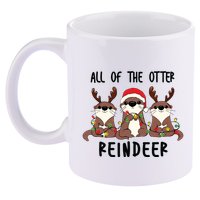 Funny Christmas Otters Cute All Of The Otter Reindeer 11oz C Handle Ceramic Mug