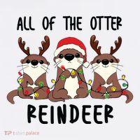 Funny Christmas Otters Cute All Of The Otter Reindeer Premium T-Shirt