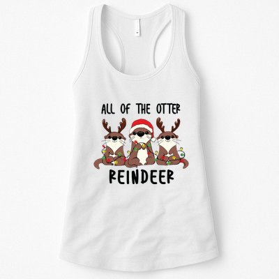 Funny Christmas Otters Cute All Of The Otter Reindeer Womens Tank Top