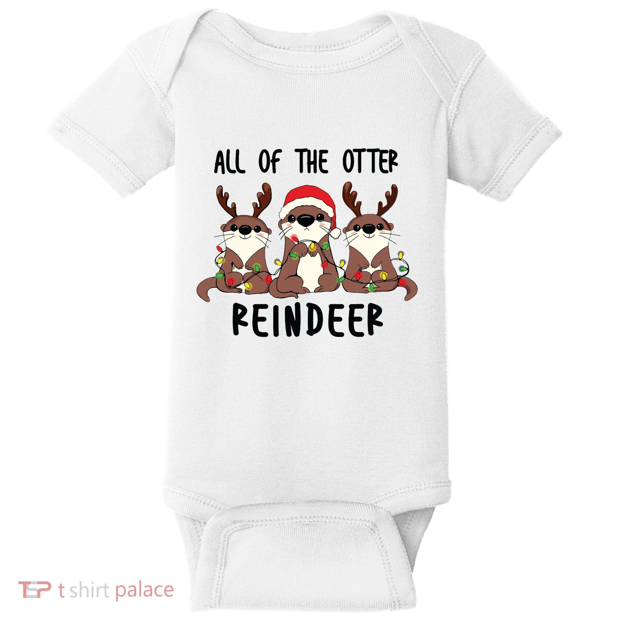 Funny Christmas Otters Cute All Of The Otter Reindeer Baby Bodysuit