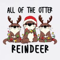 Funny Christmas Otters Cute All Of The Otter Reindeer Short Acrylic Beanie