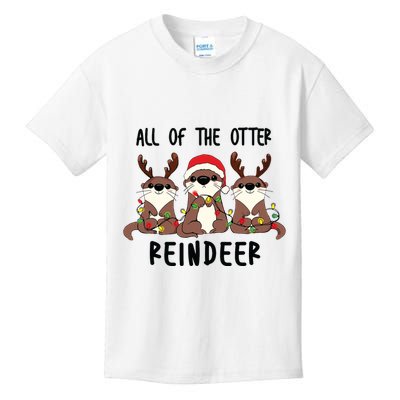 Funny Christmas Otters Cute All Of The Otter Reindeer Kids T-Shirt