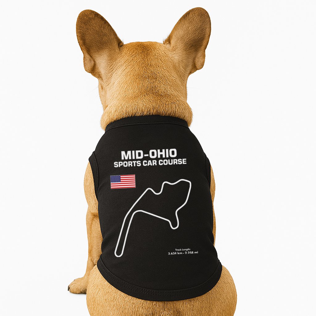 Famous Circuit Outline Mid Ohio Track Race Fan Car Racing Doggie Tank