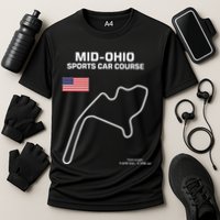 Famous Circuit Outline Mid Ohio Track Race Fan Car Racing Cooling Performance Crew T-Shirt