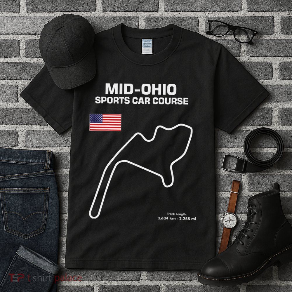Famous Circuit Outline Mid Ohio Track Race Fan Car Racing Tall T-Shirt