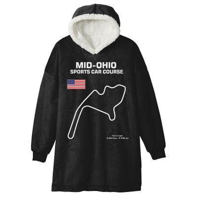 Famous Circuit Outline Mid Ohio Track Race Fan Car Racing Hooded Wearable Blanket