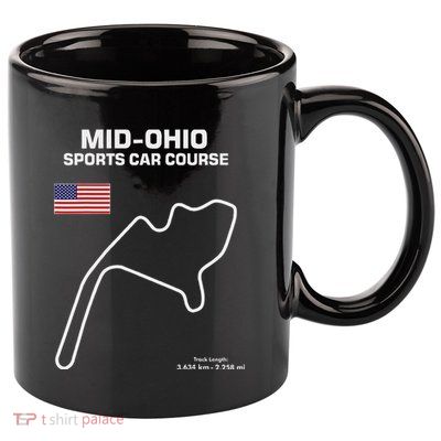 Famous Circuit Outline Mid Ohio Track Race Fan Car Racing 11oz C Handle Ceramic Mug