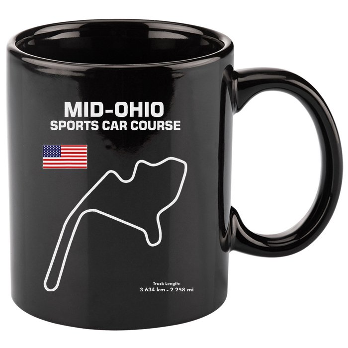 Famous Circuit Outline Mid Ohio Track Race Fan Car Racing 11oz C Handle Ceramic Mug