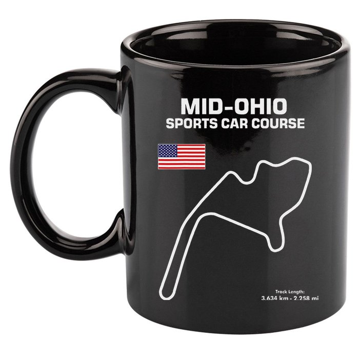 Famous Circuit Outline Mid Ohio Track Race Fan Car Racing 11oz C Handle Ceramic Mug