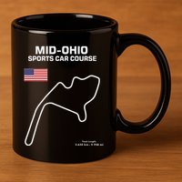 Famous Circuit Outline Mid Ohio Track Race Fan Car Racing 11oz C Handle Ceramic Mug