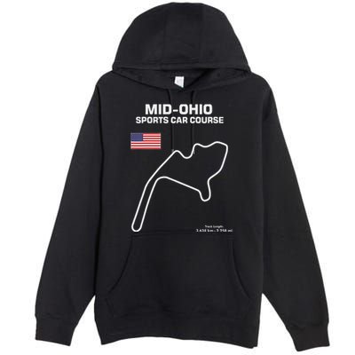 Famous Circuit Outline Mid Ohio Track Race Fan Car Racing Premium Pullover Hoodie