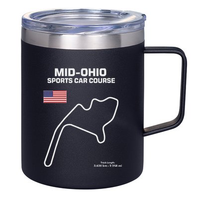 Famous Circuit Outline Mid Ohio Track Race Fan Car Racing 12oz Stainless Steel Coffee Mug