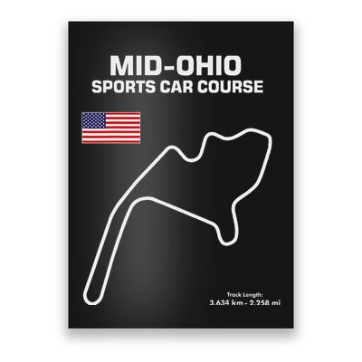 Famous Circuit Outline Mid Ohio Track Race Fan Car Racing Poster