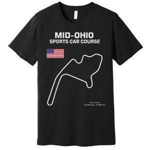 Famous Circuit Outline Mid Ohio Track Race Fan Car Racing Premium T-Shirt