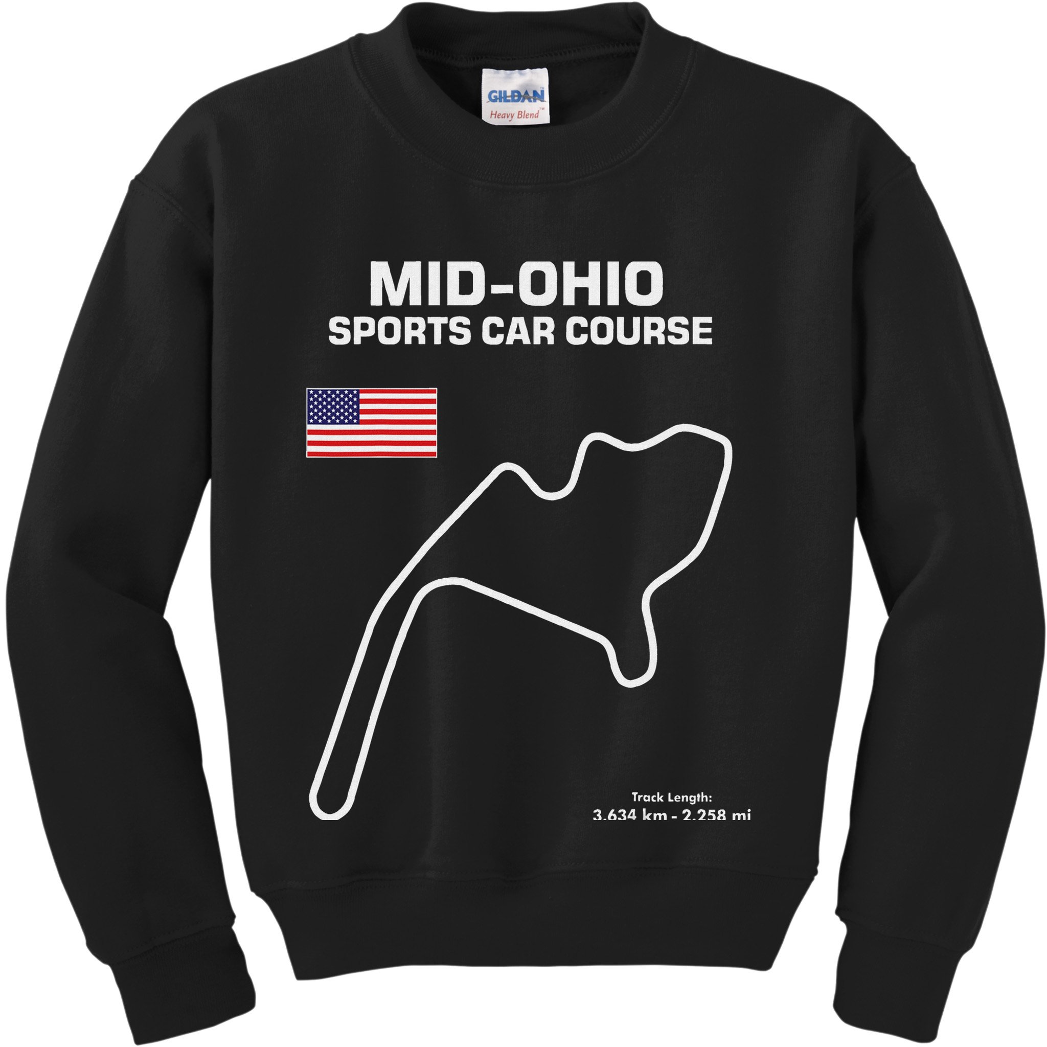 Famous Circuit Outline Mid Ohio Track Race Fan Car Racing Kids Sweatshirt