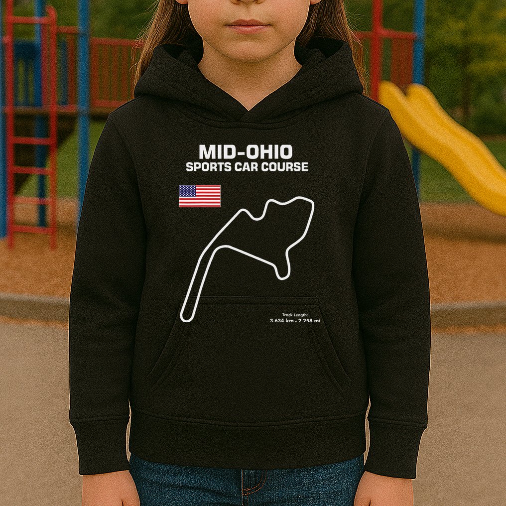 Famous Circuit Outline Mid Ohio Track Race Fan Car Racing Kids Hoodie