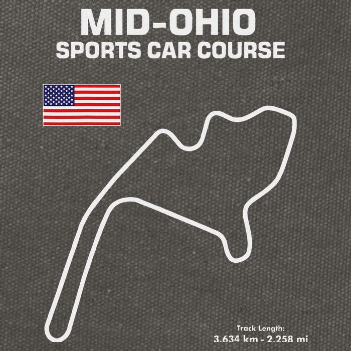 Famous Circuit Outline Mid Ohio Track Race Fan Car Racing Cotton Canvas Backpack