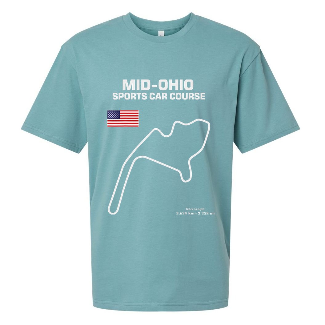 Famous Circuit Outline Mid Ohio Track Race Fan Car Racing Sueded Cloud Jersey T-Shirt