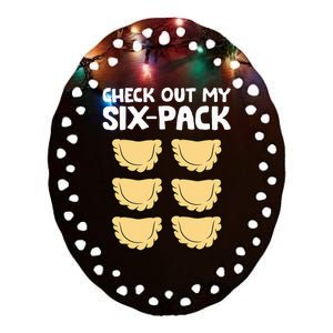 funny Check Out My Six Pack Polish Dumplings Ceramic Oval Ornament