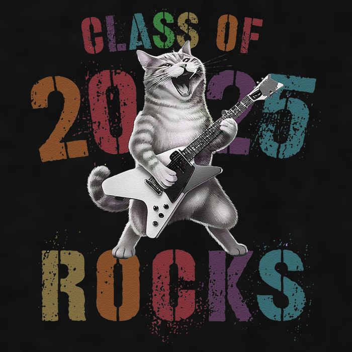 Funny Class Of 2025 Rocks Graduated Signature Autographs Cat .Png Ladies PosiCharge Tri-Blend Wicking Tank