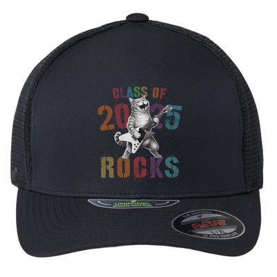Funny Class Of 2025 Rocks Graduated Signature Autographs Cat .Png Flexfit Unipanel Trucker Cap