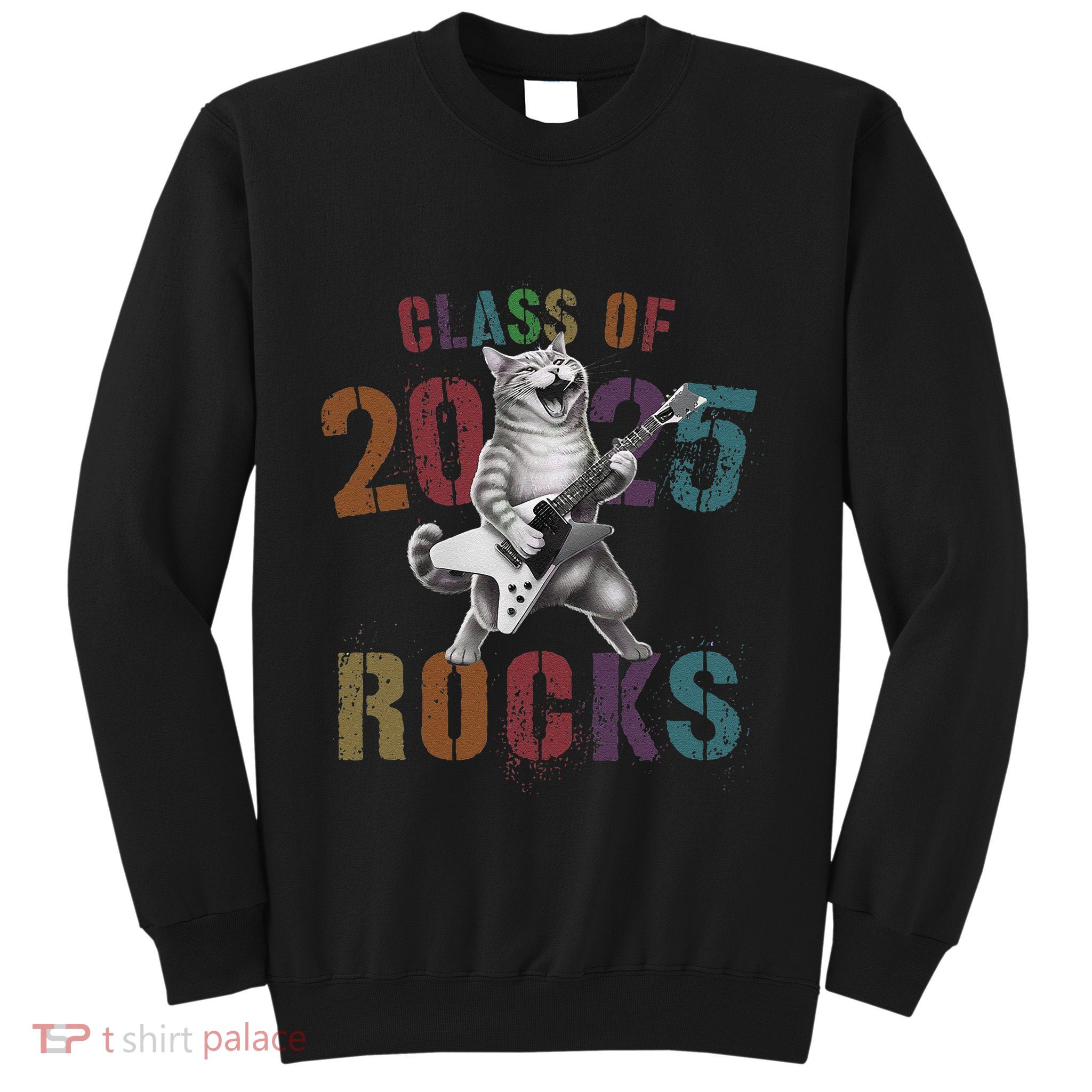 Funny Class Of 2025 Rocks Graduated Signature Autographs Cat .Png Sweatshirt