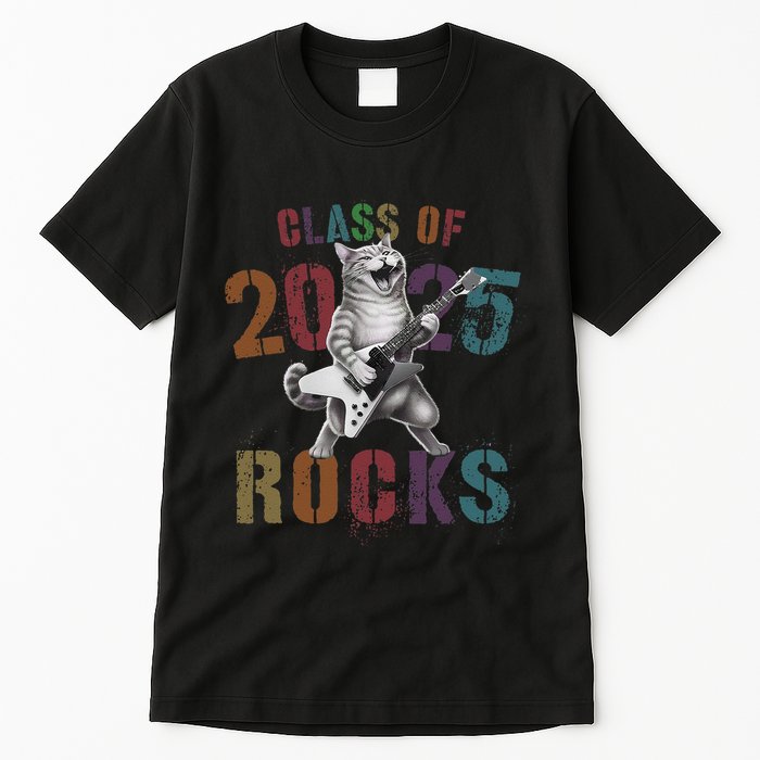 Funny Class Of 2025 Rocks Graduated Signature Autographs Cat .Png Tall T-Shirt