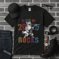 Funny Class Of 2025 Rocks Graduated Signature Autographs Cat .Png Tall T-Shirt