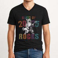 Funny Class Of 2025 Rocks Graduated Signature Autographs Cat .Png V-Neck T-Shirt