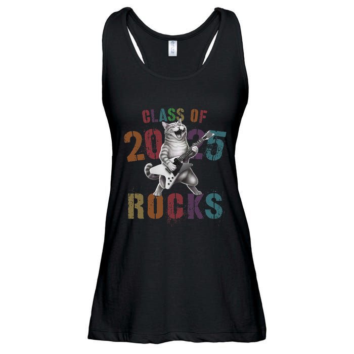 Funny Class Of 2025 Rocks Graduated Signature Autographs Cat .Png Ladies Essential Flowy Tank