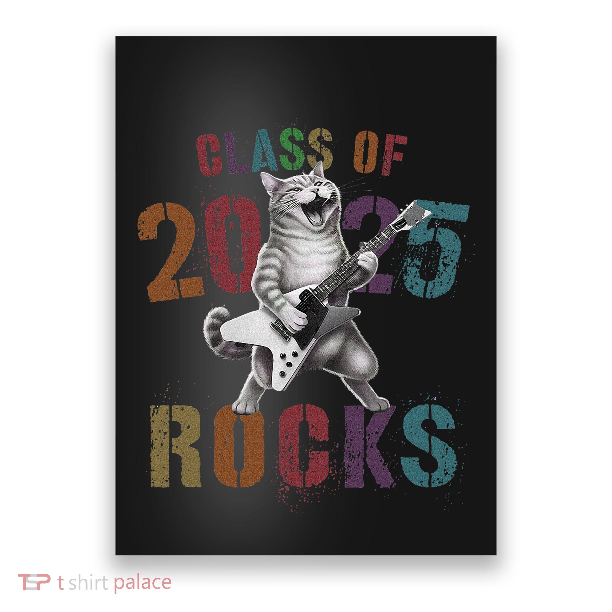 Funny Class Of 2025 Rocks Graduated Signature Autographs Cat .Png Poster