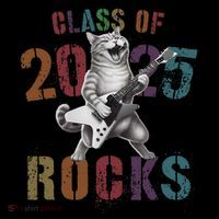 Funny Class Of 2025 Rocks Graduated Signature Autographs Cat .Png Poster