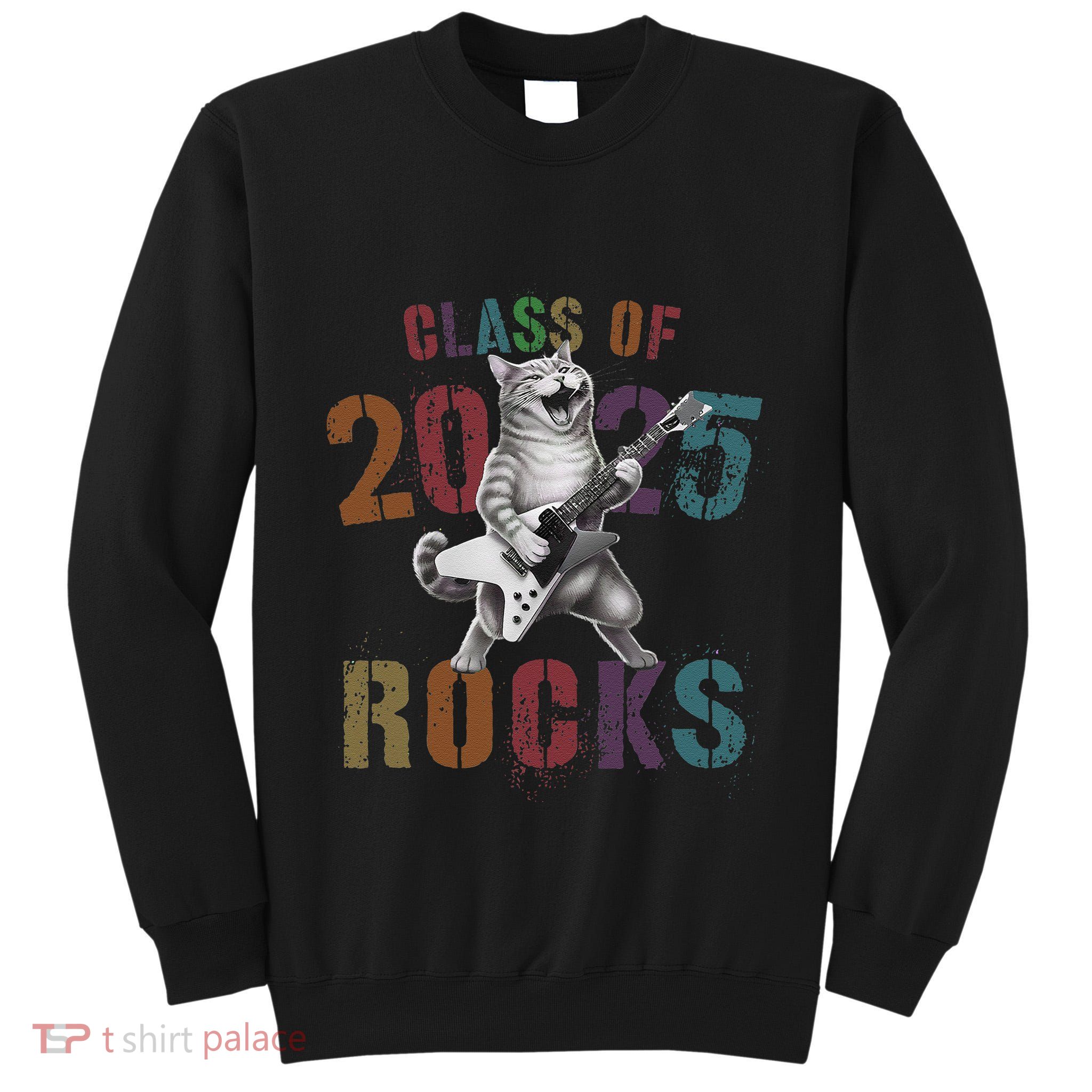 Funny Class Of 2025 Rocks Graduated Signature Autographs Cat .Png Tall Sweatshirt