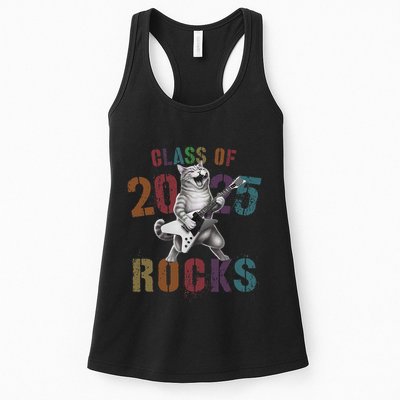 Funny Class Of 2025 Rocks Graduated Signature Autographs Cat .Png Womens Tank Top