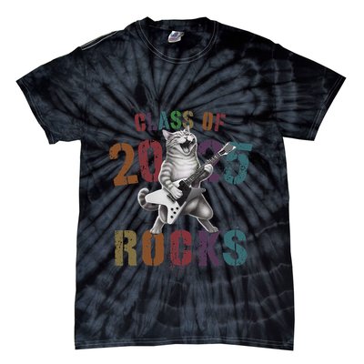 Funny Class Of 2025 Rocks Graduated Signature Autographs Cat .Png Tie-Dye T-Shirt