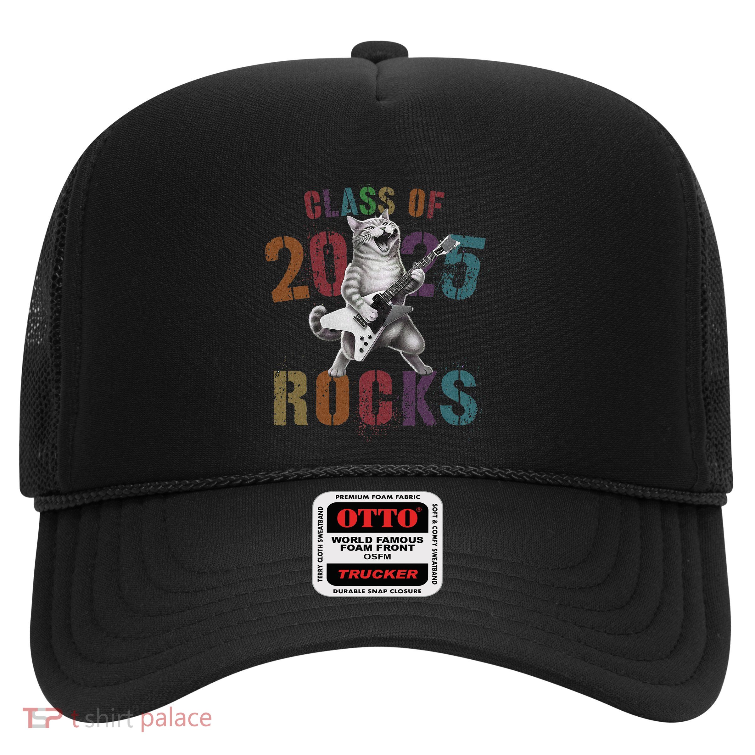 Funny Class Of 2025 Rocks Graduated Signature Autographs Cat .Png Trucker Hat