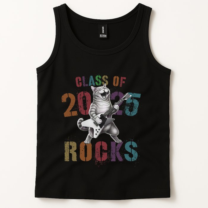 Funny Class Of 2025 Rocks Graduated Signature Autographs Cat .Png Tank Top