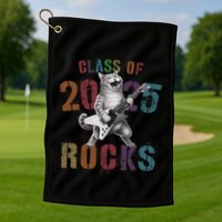 Funny Class Of 2025 Rocks Graduated Signature Autographs Cat .Png Golf Towel