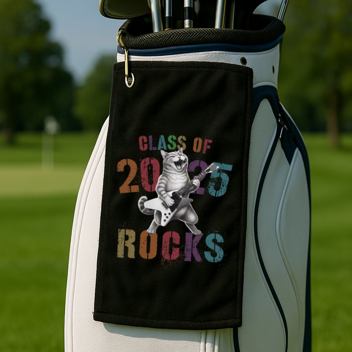 Funny Class Of 2025 Rocks Graduated Signature Autographs Cat .Png Golf Towel