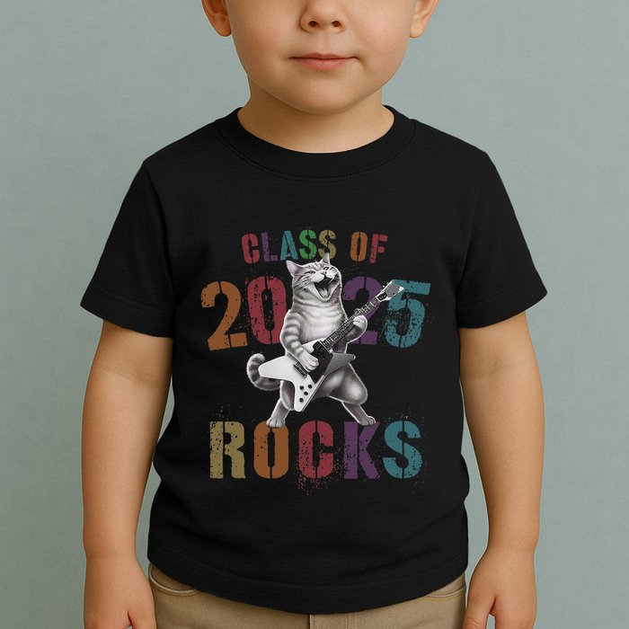 Funny Class Of 2025 Rocks Graduated Signature Autographs Cat .Png Toddler T-Shirt