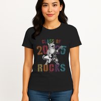 Funny Class Of 2025 Rocks Graduated Signature Autographs Cat .Png Womens T-Shirt