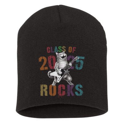 Funny Class Of 2025 Rocks Graduated Signature Autographs Cat .Png Short Acrylic Beanie