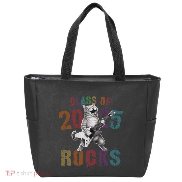 Funny Class Of 2025 Rocks Graduated Signature Autographs Cat .Png Zip Tote Bag