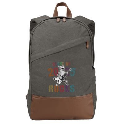 Funny Class Of 2025 Rocks Graduated Signature Autographs Cat .Png Cotton Canvas Backpack