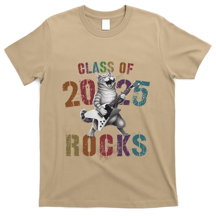 Funny Class Of 2025 Rocks Graduated Signature Autographs Cat .Png T-Shirt