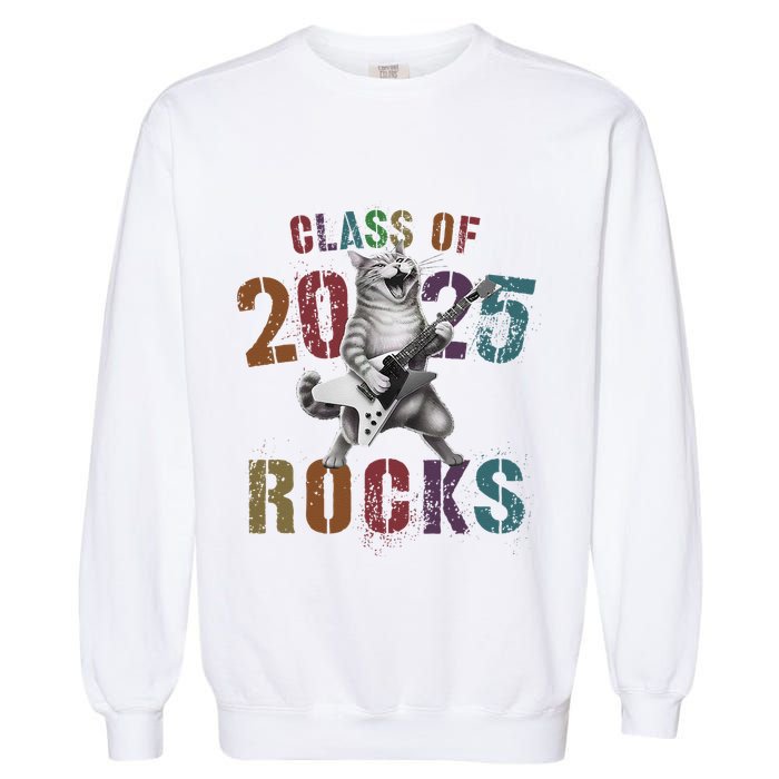 Funny Class Of 2025 Rocks Graduated Signature Autographs Cat .Png Garment-Dyed Sweatshirt