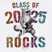 Funny Class Of 2025 Rocks Graduated Signature Autographs Cat .Png Garment-Dyed Sweatshirt