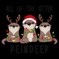 Funny Christmas Otters Cute All Of The Otter Reindeer Stripe Pom Pom Beanie